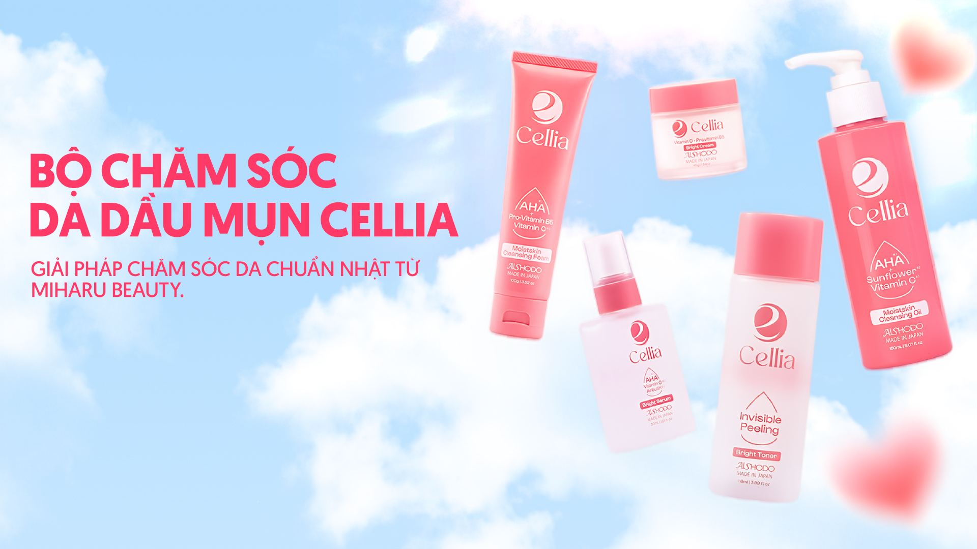 Bộ chăm sóc da dầu mụn CELLIA - Giải pháp chăm sóc da chuẩn Nhật từ Miharu Beauty